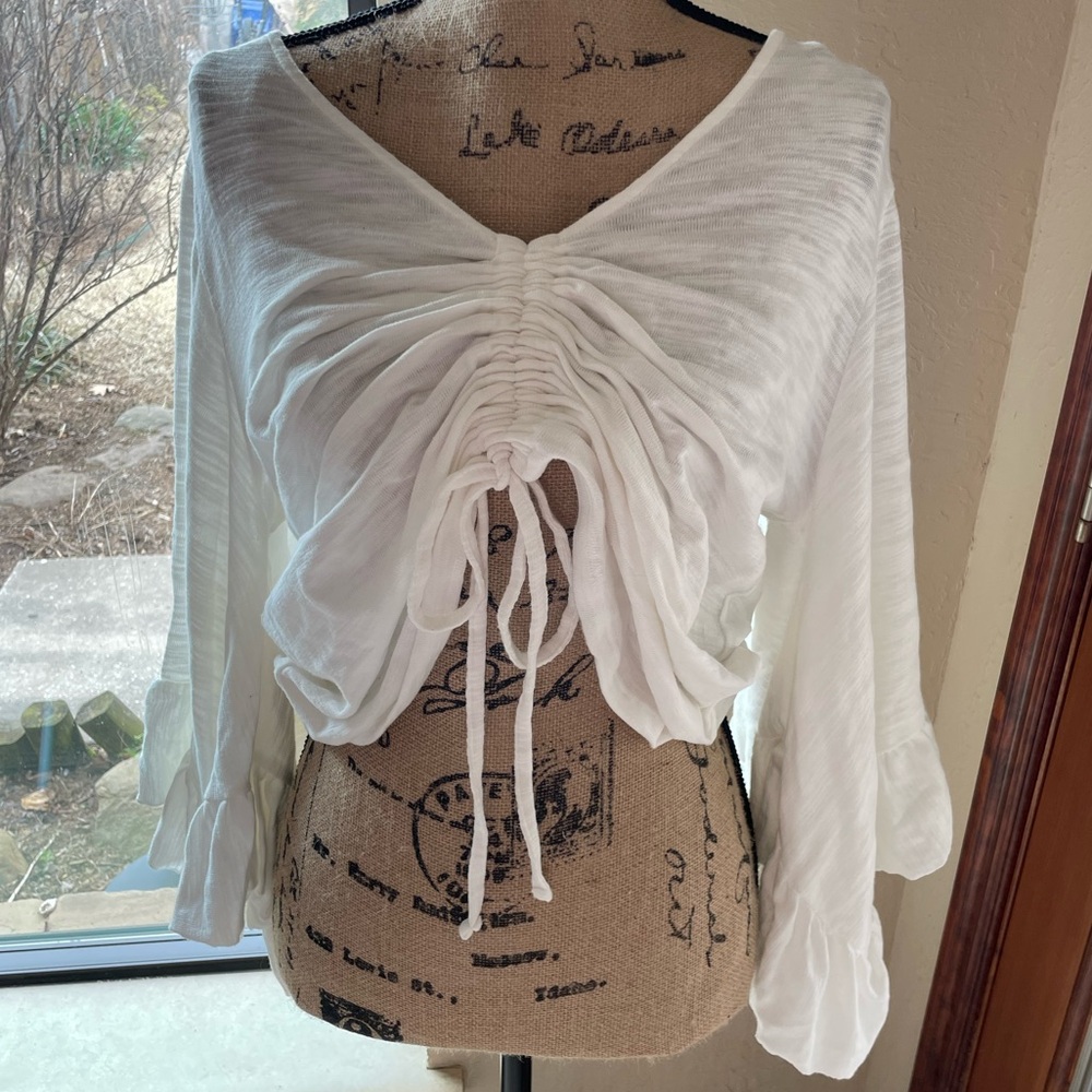 Elegant White Ruched Women's Top
